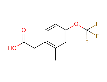 Molecular Structure of 886763-11-7 (2-(Carboxymethyl)-5-(trifluoromethoxy)toluene, 4-(Trifluoromethoxy)-o-tolylacetic acid)