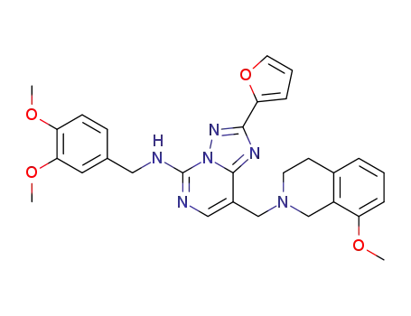 Molecular Structure of 508235-82-3 (5-(3,4-Dimethoxybenzylamino)-2-(2-furyl)-8-(8-methoxy-1,2,3,4-tetrahydroisoquinolin-2-ylmethyl)[1,2,4]triazolo[1,5-c]pyrimidine)
