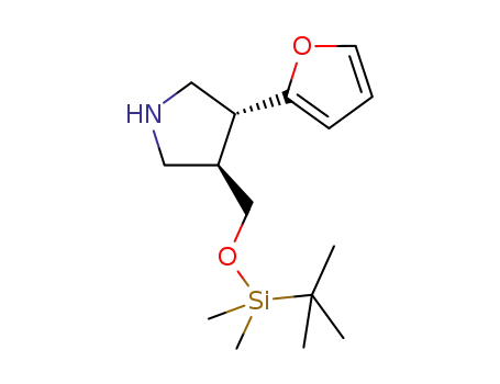 Molecular Structure of 915390-18-0 ((3R,4R)-3-(([tert-butyl(dimethyl)silyl]oxy)methyl)-4-(2-furyl)pyrrolidine)