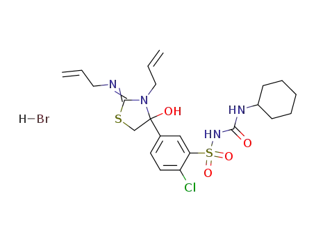 Benzenesulfonamide,
2-chloro-N-[(cyclohexylamino)carbonyl]-5-[4-hydroxy-3-(2-propenyl)-2-(2
-propenylimino)-4-thiazolidinyl]-, monohydrobromide