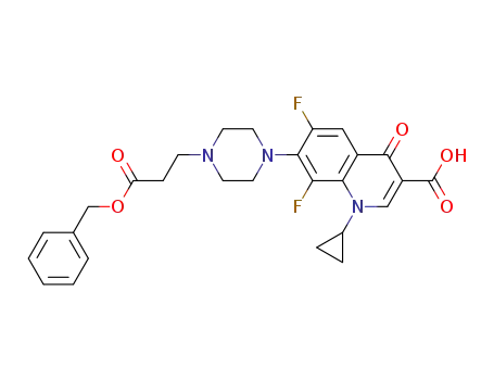 Molecular Structure of 94695-46-2 (3-Quinolinecarboxylic acid,
1-cyclopropyl-6,8-difluoro-1,4-dihydro-4-oxo-7-[4-[3-oxo-3-(phenylmeth
oxy)propyl]-1-piperazinyl]-)