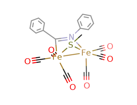 Molecular Structure of 111905-37-4 ((μ-(phenyl)CN(phenyl))(μ-methylthiolate)diiron hexacarbonyl)