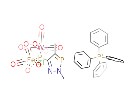 (PC(PCl)C(CH<sub>3</sub>)NN(CH<sub>3</sub>))Fe(CO)4W(CO)5<sup>(1-)</sup>*P(C<sub>6</sub>H<sub>5</sub>)4<sup>(1+)</sup>={(PC(PCl)C(CH<sub>3</sub>)NN(CH<sub>3</sub>))Fe(CO)4W(CO)5}{P(C<sub>6</sub>H<sub>5</sub>)4}
