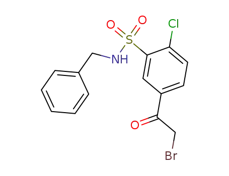 Molecular Structure of 59815-75-7 (Benzenesulfonamide, 5-(bromoacetyl)-2-chloro-N-(phenylmethyl)-)