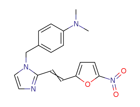 Molecular Structure of 61959-53-3 (Benzenamine,
N,N-dimethyl-4-[[2-[2-(5-nitro-2-furanyl)ethenyl]-1H-imidazol-1-yl]methyl]
-)