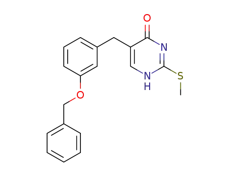 Molecular Structure of 63204-47-7 (4(1H)-Pyrimidinone, 2-(methylthio)-5-[[3-(phenylmethoxy)phenyl]methyl]-)