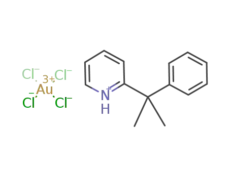 HNC<sub>5</sub>H<sub>4</sub>C(CH<sub>3</sub>)2C<sub>6</sub>H<sub>5</sub><sup>(1+)</sup>*AuCl<sub>4</sub><sup>(1-)</sup>=[HNC<sub>5</sub>H<sub>4</sub>C(CH<sub>3</sub>)2C<sub>6</sub>H<sub>5</sub>][AuCl<sub>4</sub>]