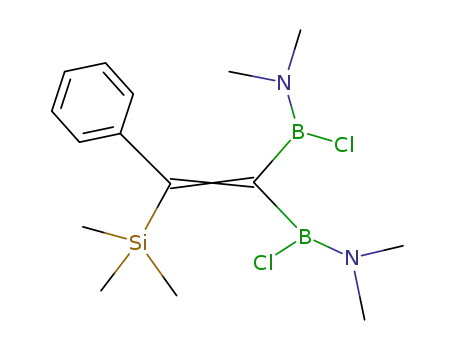 Molecular Structure of 93109-83-2 (Boranamine,
1,1'-[phenyl(trimethylsilyl)ethenylidene]bis[1-chloro-N,N-dimethyl-)