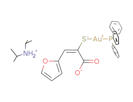 diisopropylammonium [Au(PPh<sub>3</sub>)(3-(2-furyl)-2-sulfanylpropenoato)]