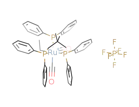 dicarbonylethyl{1,1,1-tris((diphenylphosphino)methyl)ethane}ruthenium<sup>(1+)</sup> hexafluorophosphate