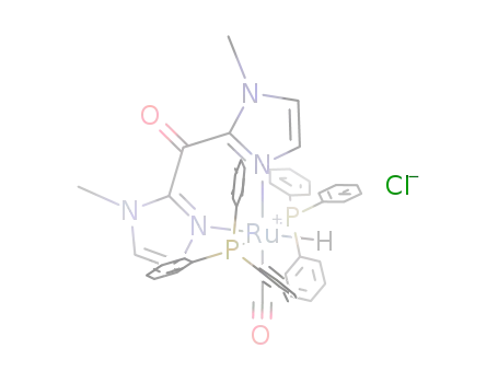 RuH(CO)(C<sub>9</sub>H<sub>10</sub>N<sub>4</sub>O)(P(C<sub>6</sub>H<sub>5</sub>)3)2<sup>(1+)</sup>*Cl<sup>(1-)</sup> = [RuH(CO)(C<sub>9</sub>H<sub>10</sub>N<sub>4</sub>O)(P(C<sub>6</sub>H<sub>5</sub>)3)2]Cl