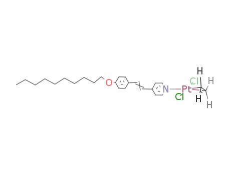 Molecular Structure of 126816-56-6 ((+/-)-trans-(η2-ethene)dichloro(4-decyloxy-4'-stilbazole)platinum(II))