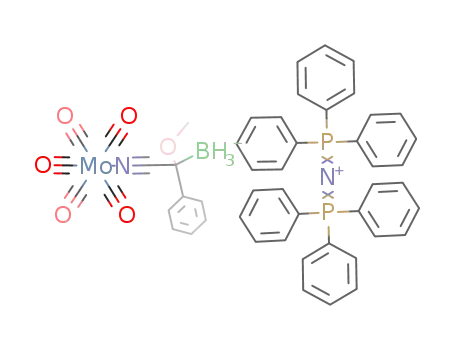 bis(triphenylphosphine)iminium pentacarbonyl[methoxy(phenyl)(trihydridoborate)acetonitrile]molybdenum