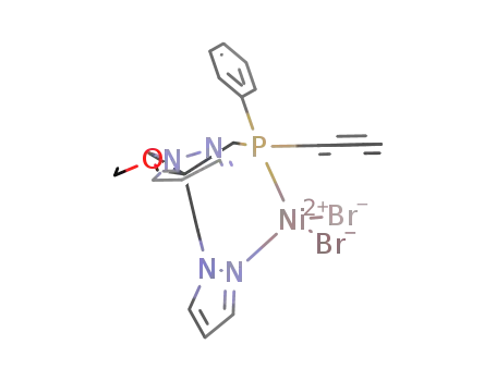 CH<sub>2</sub>P(C<sub>6</sub>H<sub>5</sub>)2C[CH<sub>2</sub>(C<sub>3</sub>H<sub>3</sub>N<sub>2</sub>)]2CH<sub>2</sub>OC<sub>2</sub>H<sub>5</sub>NiBr<sub>2</sub>