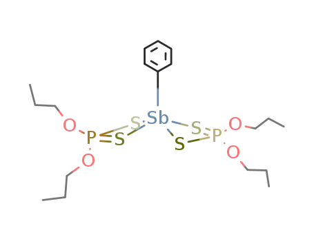 Molecular Structure of 97337-02-5 (4,10-Dioxa-6,8-dithia-5,9-diphospha-7-stibatridecane,
7-phenyl-5,9-dipropoxy-, 5,9-disulfide)
