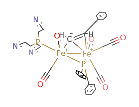 Molecular Structure of 337380-82-2 (Fe<sub>2</sub>(CO)5(P(CH<sub>2</sub>CH<sub>2</sub>CN)3)(HCCHC<sub>6</sub>H<sub>5</sub>)P(C<sub>6</sub>H<sub>5</sub>)2)