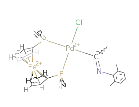 Pd(C<sub>6</sub>H<sub>5</sub>)2PC<sub>5</sub>H<sub>4</sub>FeC<sub>5</sub>H<sub>4</sub>P(C<sub>6</sub>H<sub>5</sub>)2CCH<sub>3</sub>NC<sub>6</sub>H<sub>3</sub>(CH<sub>3</sub>)2Cl
