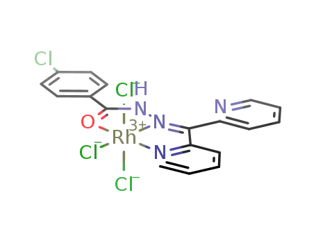 Molecular Structure of 113376-90-2 (Rhodium, trichloro[4-chlorobenzoic acid
(di-2-pyridinylmethylene)hydrazide]-)