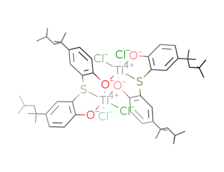 Molecular Structure of 862981-25-7 (bis(μ-2,2'-thiobis[4-(1,1,3,3-tetramethylbutyl)phenolato]-κ3O,S,O)tetrachlorodititanium(IV))