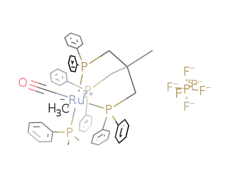 RuCH<sub>3</sub>(CO)(P(CH<sub>3</sub>)2C<sub>6</sub>H<sub>5</sub>)(C<sub>41</sub>H<sub>39</sub>P<sub>3</sub>)<sup>(1+)</sup>*PF<sub>6</sub><sup>(1-)</sup>=[RuCH<sub>3</sub>(CO)(P(CH<sub>3</sub>)2C<sub>6</sub>H<sub>5</sub>)(C<sub>41</sub>H<sub>39</sub>P<sub>3</sub>)]PF<sub>6</sub>