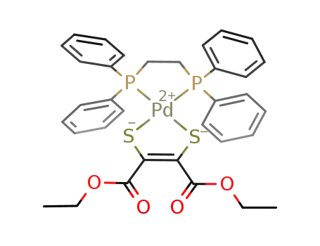 [Pd(S<sub>2</sub>C<sub>2</sub>(CO<sub>2</sub>CH<sub>2</sub>CH<sub>3</sub>)2)((C<sub>6</sub>H<sub>5</sub>)2PCH<sub>2</sub>CH<sub>2</sub>P(C<sub>6</sub>H<sub>5</sub>)2)]