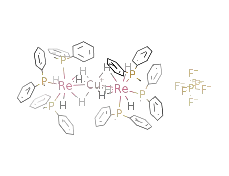 (ReH<sub>5</sub>(PCH<sub>3</sub>(C<sub>6</sub>H<sub>5</sub>)2)3)2Cu<sup>(1+)</sup>*PF<sub>6</sub><sup>(1-)</sup>=((ReH<sub>5</sub>(PCH<sub>3</sub>(C<sub>6</sub>H<sub>5</sub>)2)3)2Cu)PF<sub>6</sub>