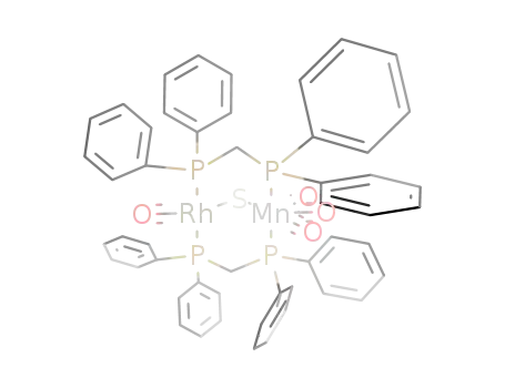 Molecular Structure of 134882-43-2 (bis{μ-bis(diphenylphosphino)methane-P,P'}-tricarbonyl{carbonylrhodium(0)}-μ-sulfur-mangan(0))