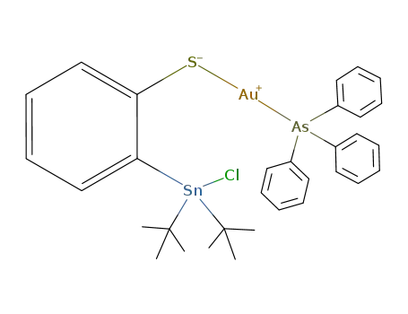 SnCl((t)Bu)2(C<sub>6</sub>H<sub>4</sub>S)Au(AsPh<sub>3</sub>)