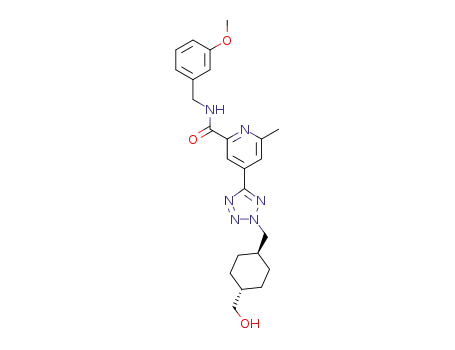 Molecular Structure of 1112174-74-9 (N-(3-methoxybenzyl)-4-(2-(((trans)-4-(hydroxymethyl)cyclohexyl)methyl)-2H-tetrazol-5-yl)-6-methylpicolinamide)