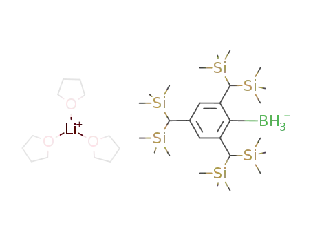 Li(C<sub>4</sub>H<sub>8</sub>O)3<sup>(1+)</sup>*(((CH<sub>3</sub>)3Si)2CH)3C<sub>6</sub>H<sub>2</sub>BH<sub>3</sub><sup>(1-)</sup>=[(((CH<sub>3</sub>)3Si)2CH)3C<sub>6</sub>H<sub>2</sub>BH<sub>3</sub>][Li(C<sub>4</sub>H<sub>8</sub>O)3]