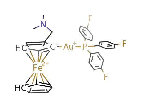(2-(dimethylaminomethyl)ferrocenyl)Au(tris(para-fluorophenyl)phosphine)