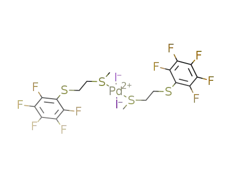 Molecular Structure of 76428-29-0 (PdI<sub>2</sub>(CH<sub>3</sub>SCH<sub>2</sub>CH<sub>2</sub>SC<sub>6</sub>F<sub>5</sub>)2)