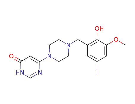 Molecular Structure of 1159568-05-4 (6-[4-(2-Hydroxy-5-iodo-3-methoxy-benzyl)-piperazin-1-yl]-3H-pyrimidin-4-one)