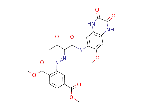 Molecular Structure of 220198-21-0 (dimethyl 2-[1-[(7-methoxy-2,3-dioxo-1,4-dihydroquinoxalin-6-yl)carbamoyl]-2-oxo-propyl]azobenzene-1,4-dicarboxylate)