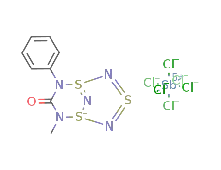 Molecular Structure of 75307-85-6 (6-Methyl-7-oxo-8-phenyl-1λ3-thionia-3λ4,5λ4-dithia-2,4,6,8,9-pentaazabicyclo[3.3.1]nona-2,3,5(9)-trien-chlorid)