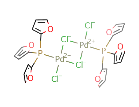 trans-bis((μ-chloro)chloro-tri(2-furyl)phosphinepalladium(II))