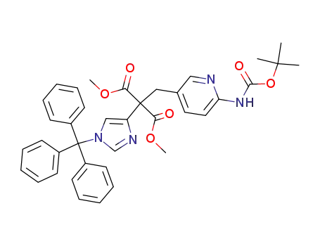 Molecular Structure of 497160-01-7 (Propanedioic acid,
[[6-[[(1,1-dimethylethoxy)carbonyl]amino]-3-pyridinyl]methyl][1-(triphenyl
methyl)-1H-imidazol-4-yl]-, dimethyl ester)