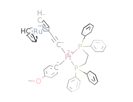 cis-Pt(C<sub>.</sub>tplbond.ruthenocenyl)(C<sub>6</sub>H<sub>4</sub>OMe-p)(1,2-bis(diphenylphosphino)ethane)