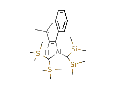 Molecular Structure of 878813-10-6 (Aluminum,
[(1E)-3,3-dimethyl-1-phenyl-1-butenyl]bis[bis(trimethylsilyl)methyl]-)