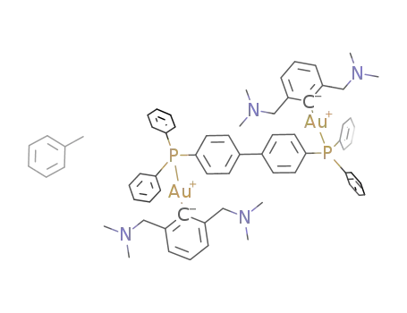 4,4'-bis[P-(2,6-bis((dimethylamino)methyl)phenylgold(I))diphenylphosphino]biphenyl toluene solvate