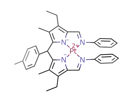 (CH<sub>3</sub>C<sub>6</sub>H<sub>4</sub>CH(C<sub>4</sub>N(CH<sub>3</sub>)(C<sub>2</sub>H<sub>5</sub>)CHNC<sub>6</sub>H<sub>5</sub>)2)Pt