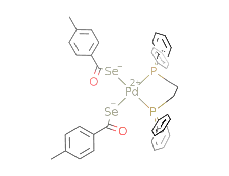 Molecular Structure of 877049-58-6 ([(4-methyl-C<sub>6</sub>H<sub>4</sub>COSe)2 (bis(diphenylphosphino)propane) palladium(II)])