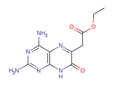 Molecular Structure of 6272-88-4 (2,4-DiaMino-7-hydroxy-6-pteridineacetic Acid Ethyl Ester)