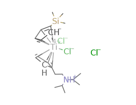TiCl<sub>2</sub>(C<sub>5</sub>H<sub>4</sub>Si(CH<sub>3</sub>)3)(C<sub>5</sub>H<sub>4</sub>CH<sub>2</sub>CH<sub>2</sub>NH(C<sub>3</sub>H<sub>7</sub>)2)<sup>(1+)</sup>*Cl<sup>(1-)</sup> = [TiCl<sub>2</sub>(C<sub>5</sub>H<sub>4</sub>Si(CH<sub>3</sub>)3)(C<sub>5</sub>H<sub>4</sub>CH<sub>2</sub>CH<sub>2</sub>NH(C<sub>3</sub>H<sub>7</sub>)2)]Cl