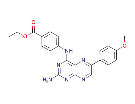 Molecular Structure of 862503-45-5 (2-amino-4-[(p-ethoxylcarbonylphenyl)amino]-6-(4-methoxyphenyl)pteridine)