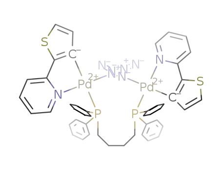 Molecular Structure of 1190630-94-4 ([Pd(N3)(2-(2'-thienyl)pyridine)]2(μ-1,4-bis(diphenylphosphino)butane))