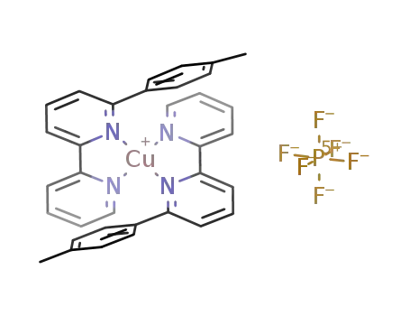 Molecular Structure of 889663-82-5 (bis(6-p-tolyl-2,2'-bipyridine)copper(I) hexafluorophosphate)