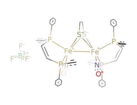 [Fe<sub>2</sub>(CO)(nitrosyl)(S<sub>2</sub>C<sub>2</sub>H<sub>4</sub>)(cis-1,2-bis(diphenylphosphino)ethylene)2]BF<sub>4</sub>