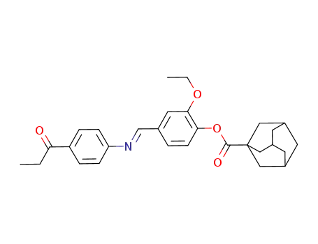 Molecular Structure of 1240895-07-1 ((E)-2-ethoxy-4-[4-(1-oxopropyl)phenyliminomethyl]phenyl adamantane-1-carboxylate)