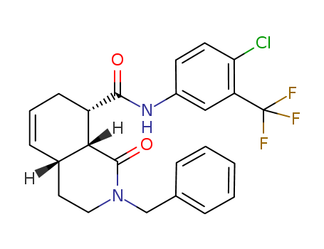 8-Isoquinolinecarboxamide, N-[4-chloro-3-(trifluoromethyl)phenyl]-1,2,3,4,4a,7,8,8a-octahydro-1-oxo-2-(phenylmethyl)-, (4aR,8S,8aR)-